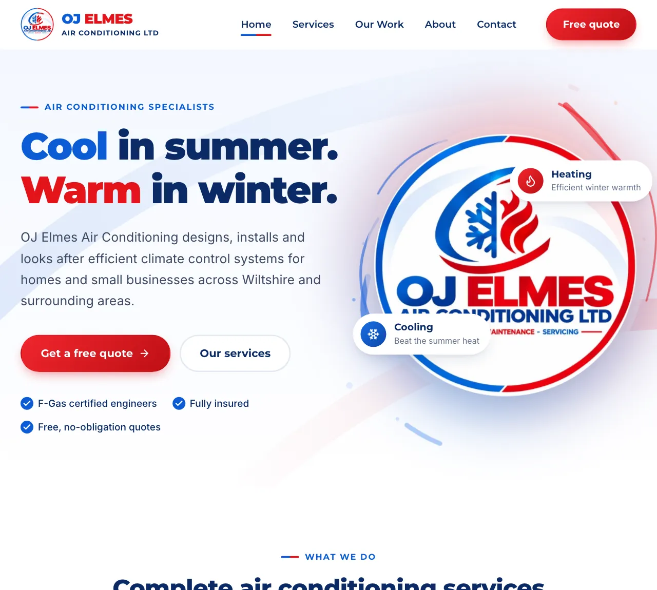 OJ Elmes Air Conditioning website